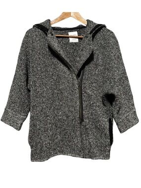ZARA Heathered Knit Hoodie Jacket Gray Minimalist Cropped Cozy SZ 9-10